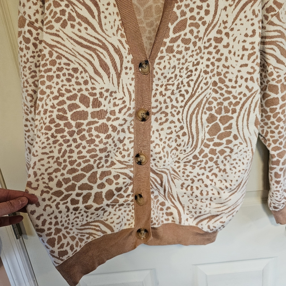 NWOT Ann Taylor Mixed Animal Print Boyfriend Cardigan Sweater - Picture 5 of 9